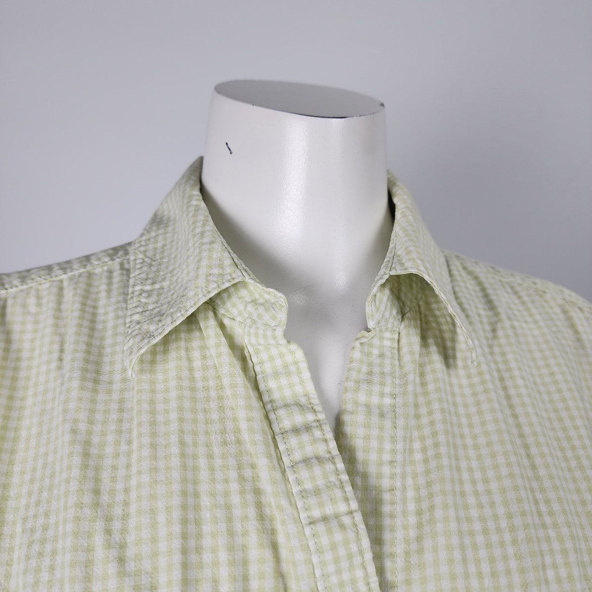 Sonoma Green Ginham Button Up Blouse Size M