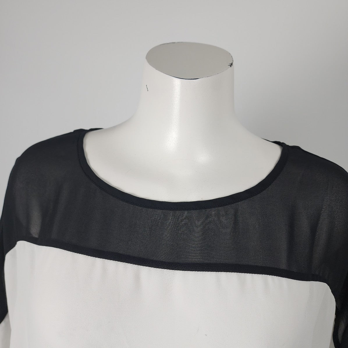 Guess Black & White Chiffon Sheer Top Size S/M