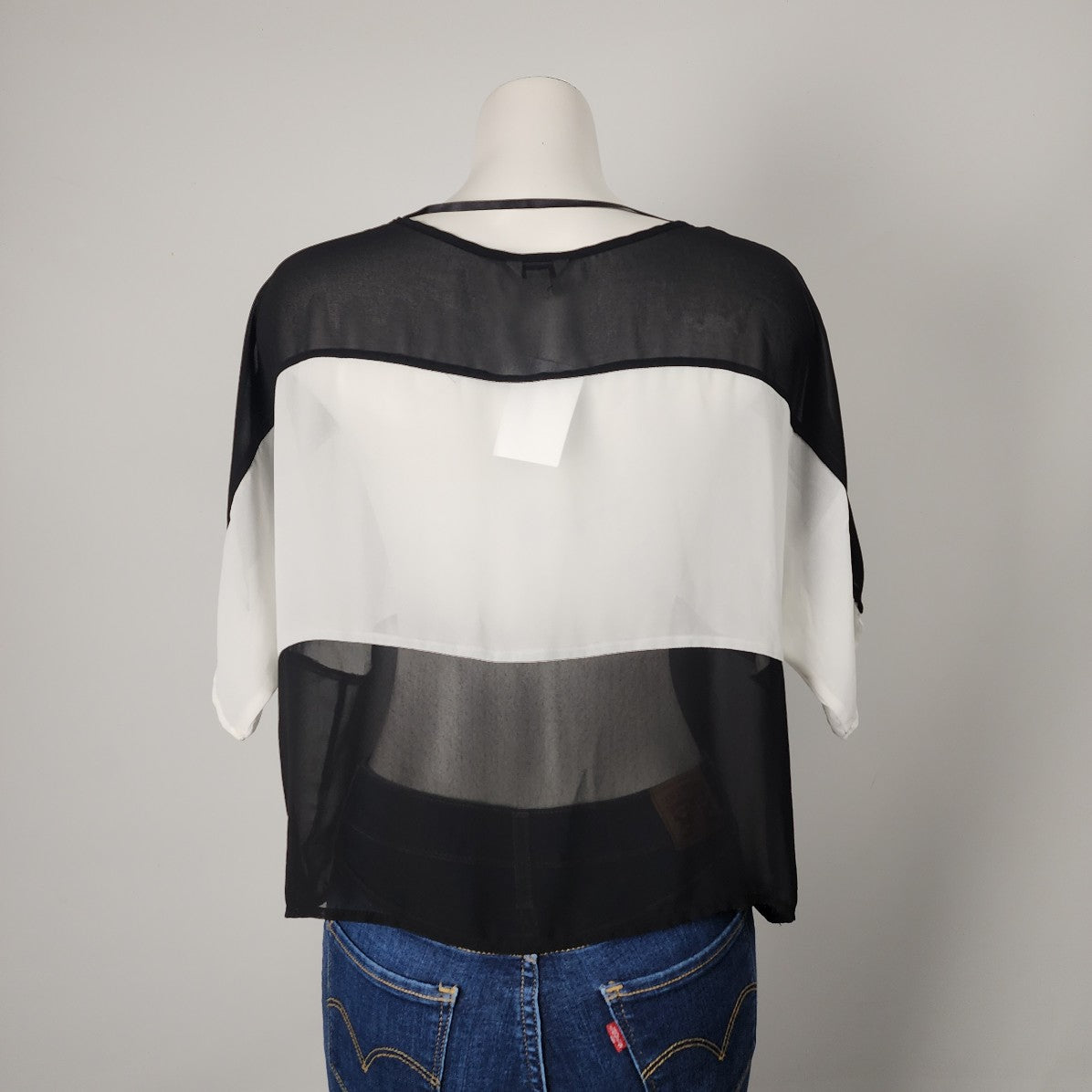 Guess Black & White Chiffon Sheer Top Size S/M