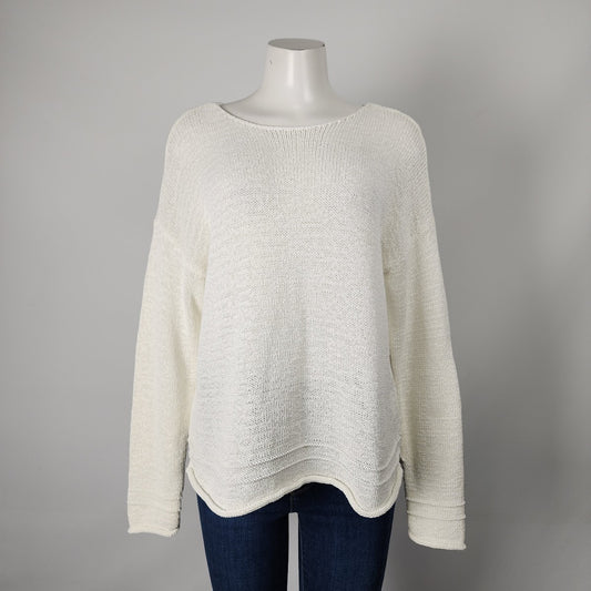 Lord & Taylor Cream Cotton Knit Sweater Size XL