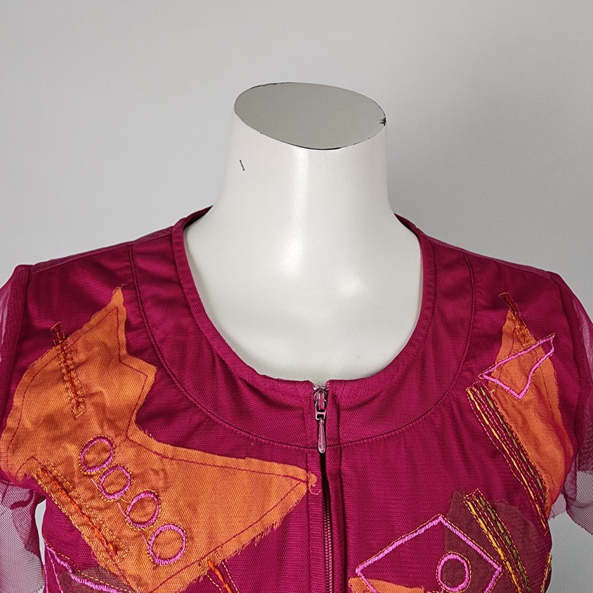 Solola Pink & Orange Cotton Zip Up Top Size S/M