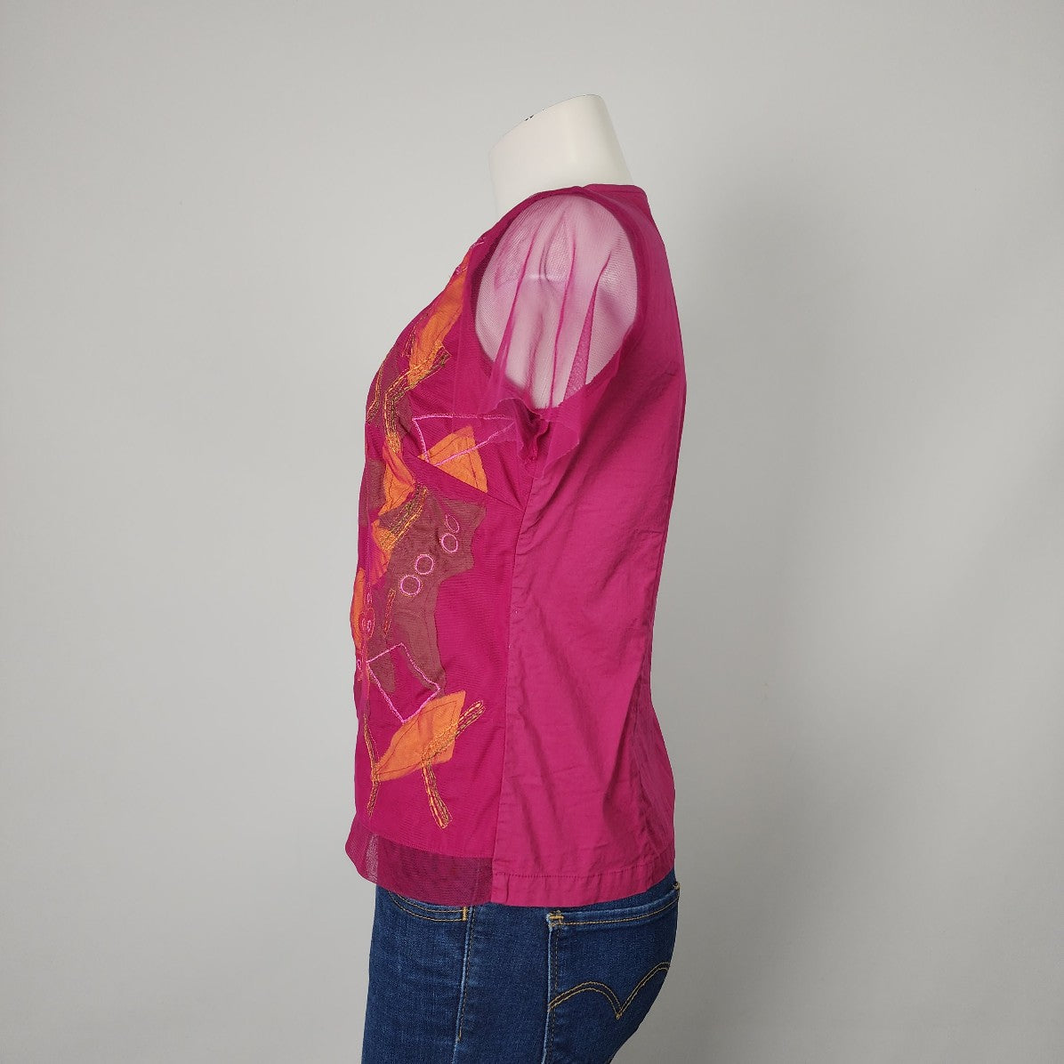 Solola Pink & Orange Cotton Zip Up Top Size S/M