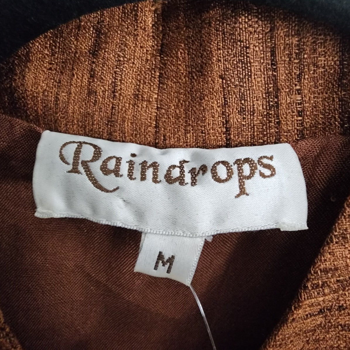 Vintage Raindrops Brown Long Light Jacket Size M