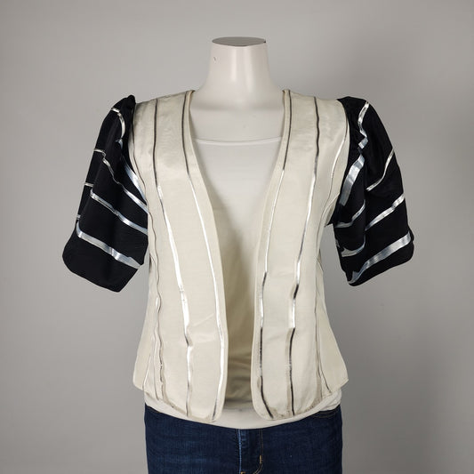 Vintage 80s Black & White Puff Sleeve Jacket Size M