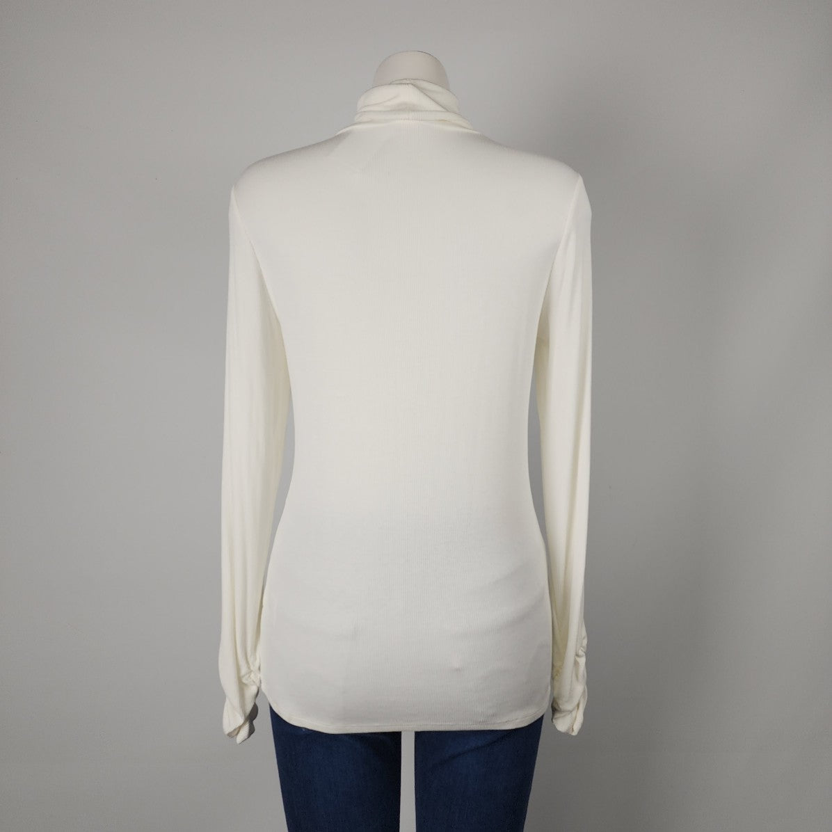 Tribal Cream Ribbed Turtle Neck Long Sleeve Top Size M