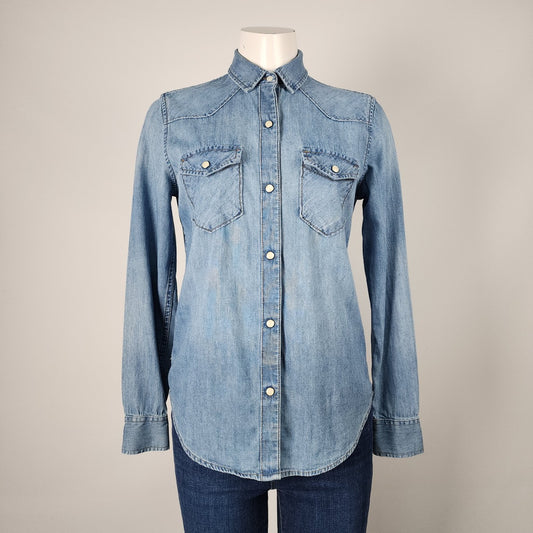 Gap Cotton Pearl Snap Denim Shirt Size S