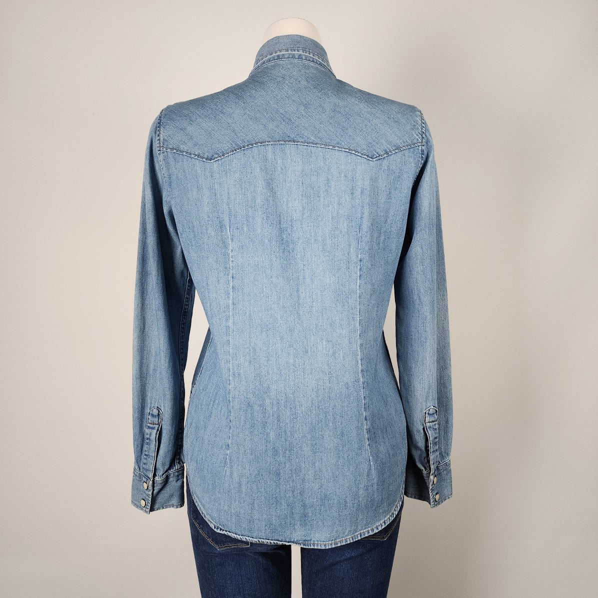 Gap Cotton Pearl Snap Denim Shirt Size S