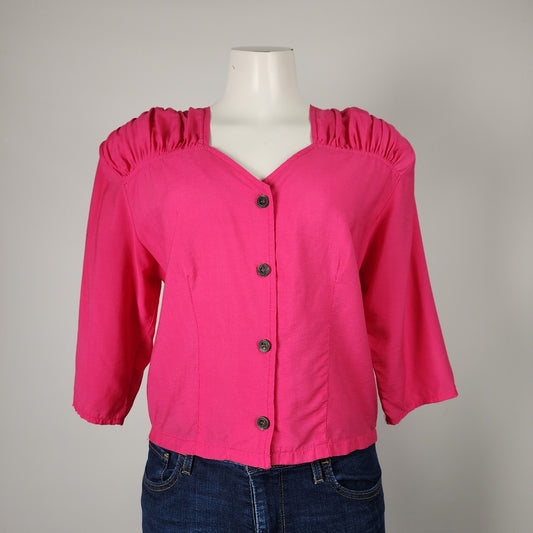 Vintage Dorothy Perkins Pink Button Up 3/4 Sleeve Jacket Size M