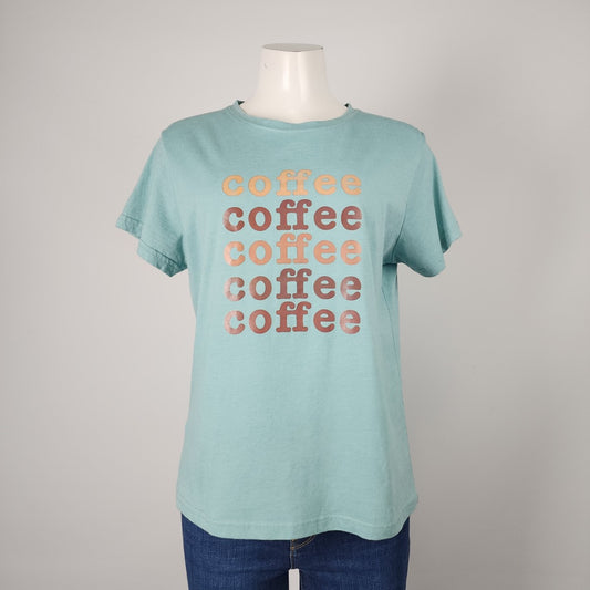 Shein Green Coffee Graphic Print T-Shirt Size XL