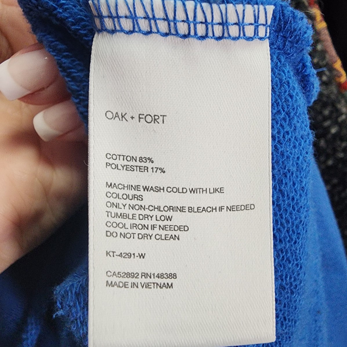 Oak + Fort Blue Cotton Sweatshirt Size S