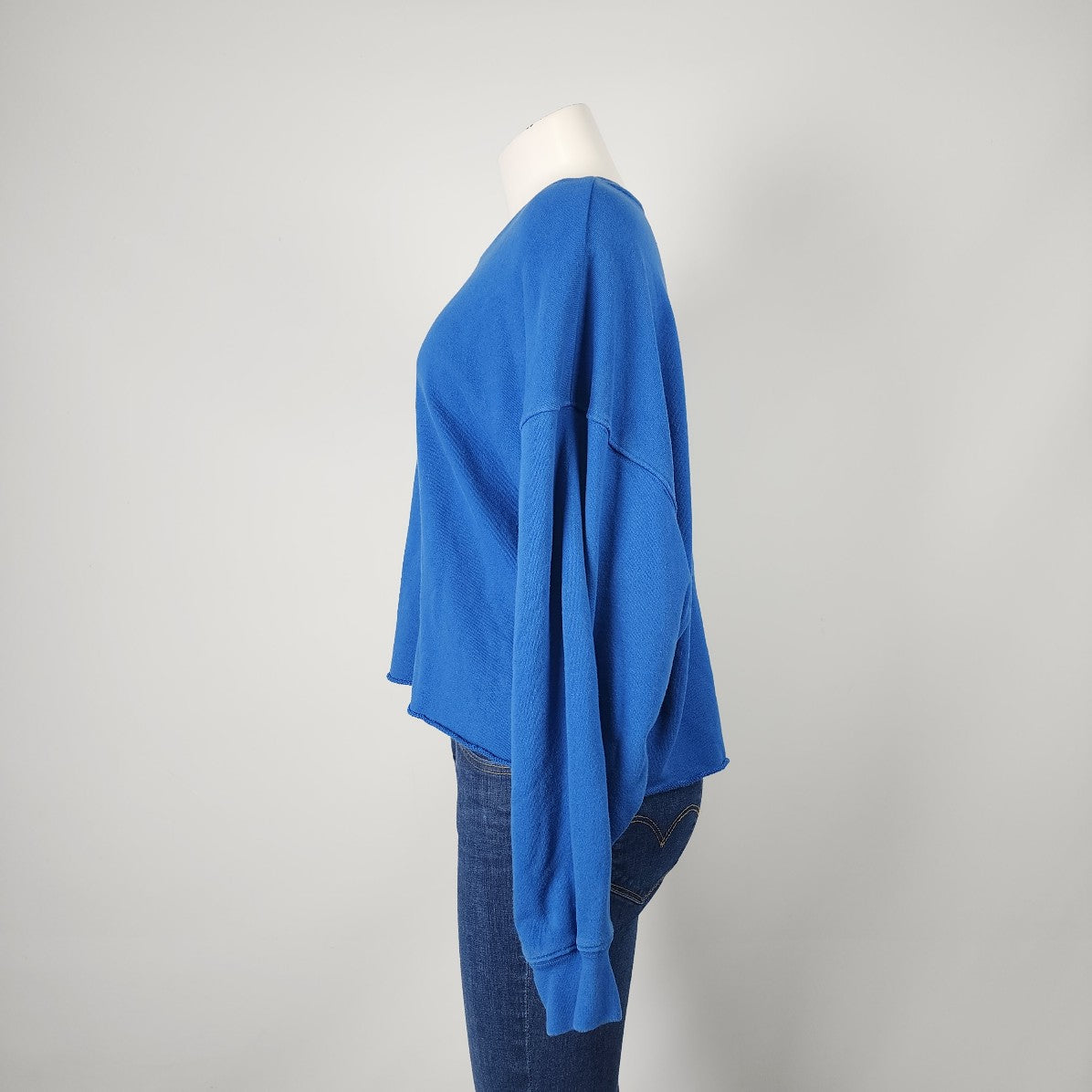 Oak + Fort Blue Cotton Sweatshirt Size S