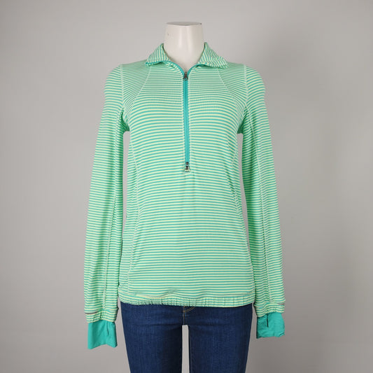 Lululemon Forthright 1/2 Zip Bali Breeze Striped Running Athletic Top Size 6