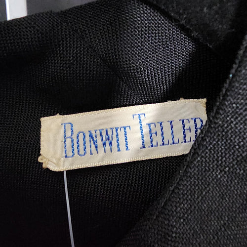 Vintage Bonwit Teller by Townley Black Belted Sleeveless Dress Size XS