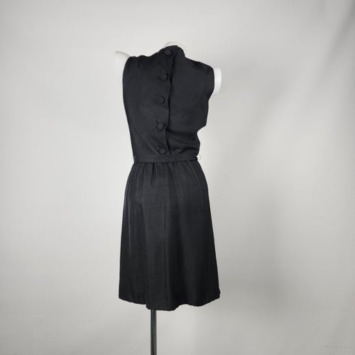 Vintage Bonwit Teller by Townley Black Belted Sleeveless Dress Size XS