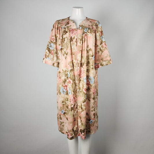 Vintage Vanity Fair Pink Floral Night Gown Dress Size L