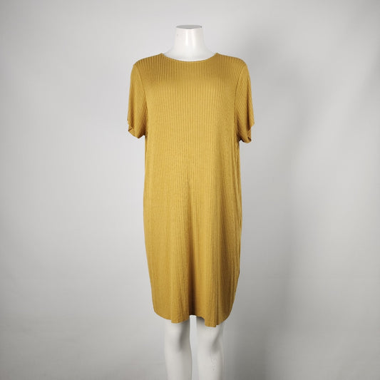 Oak & Fort Yellow Ribbed T-Shirt Dress Size L