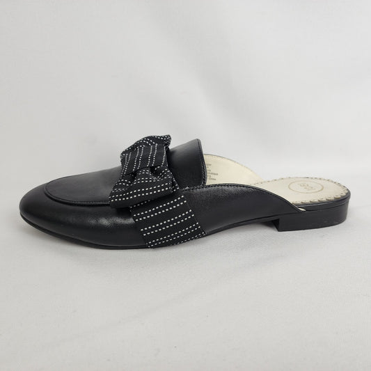 1901 Black Leather Mule Flat Shoes Size 10