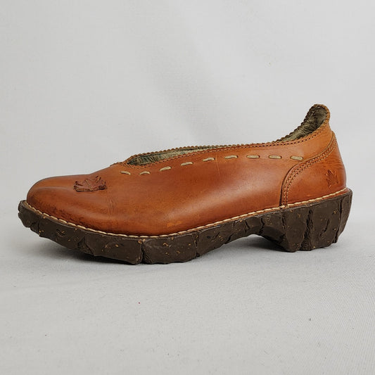 El Naturalista Capretto Brown Leather Platform Rubber Sole Shoes Size 10