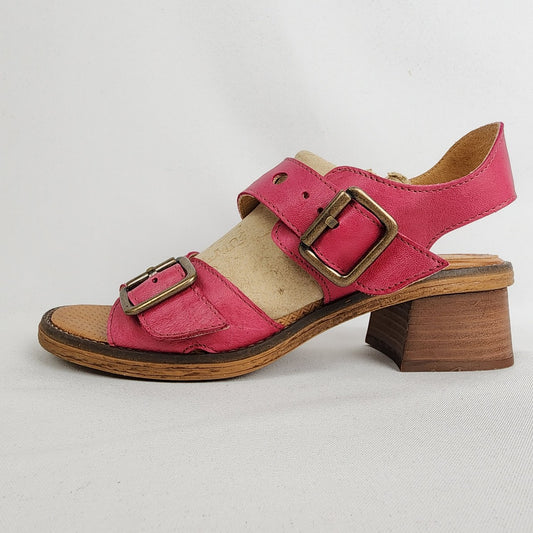 CASTA Unika Pink Leather Strappy Chunky Heel Sandals Size 10.5