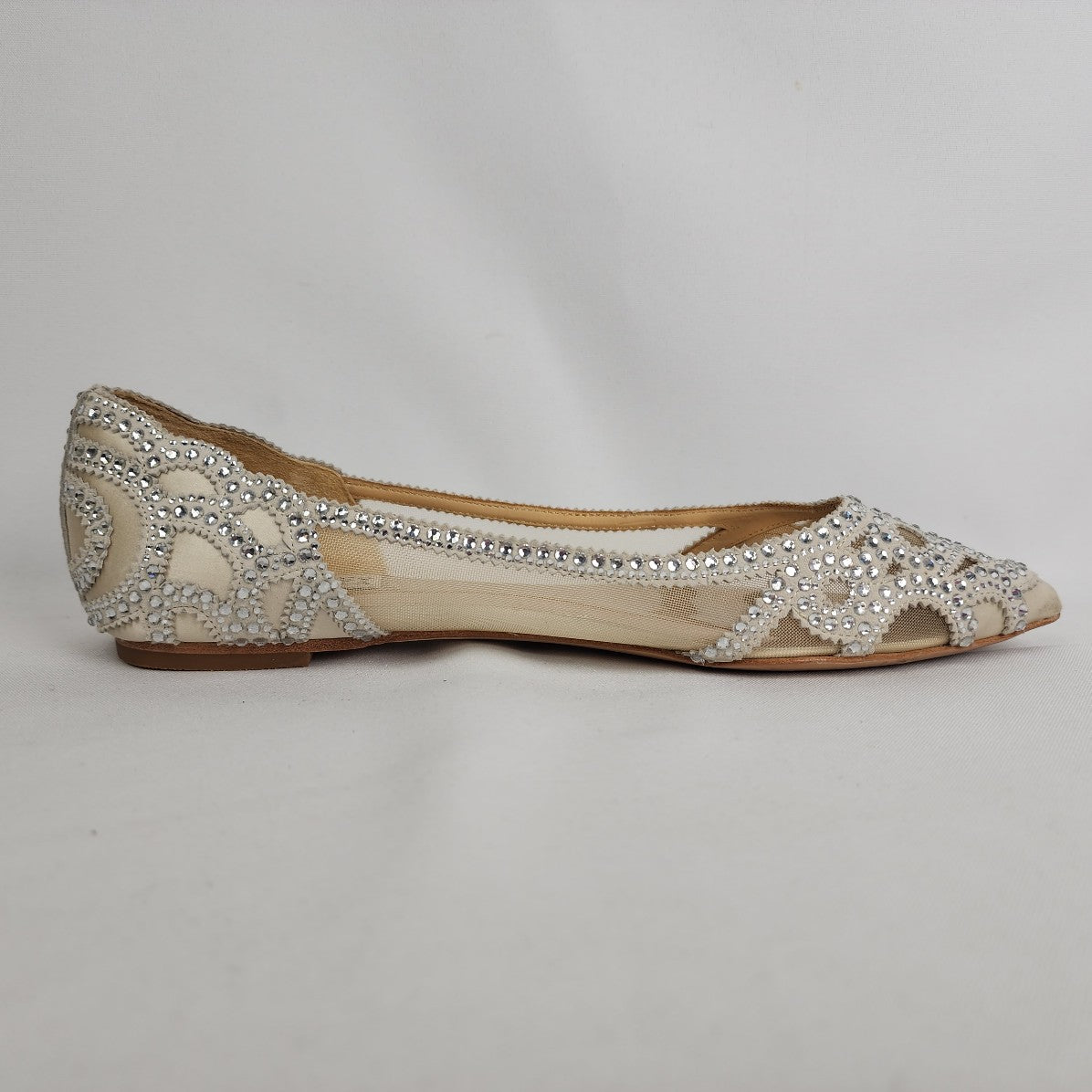 Badgley Mischka Gigi Silver Studded Ballet Flat Size 9.5