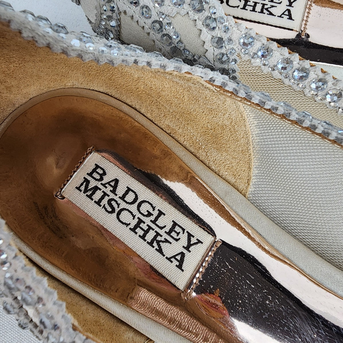 Badgley Mischka Gigi Silver Studded Ballet Flat Size 9.5