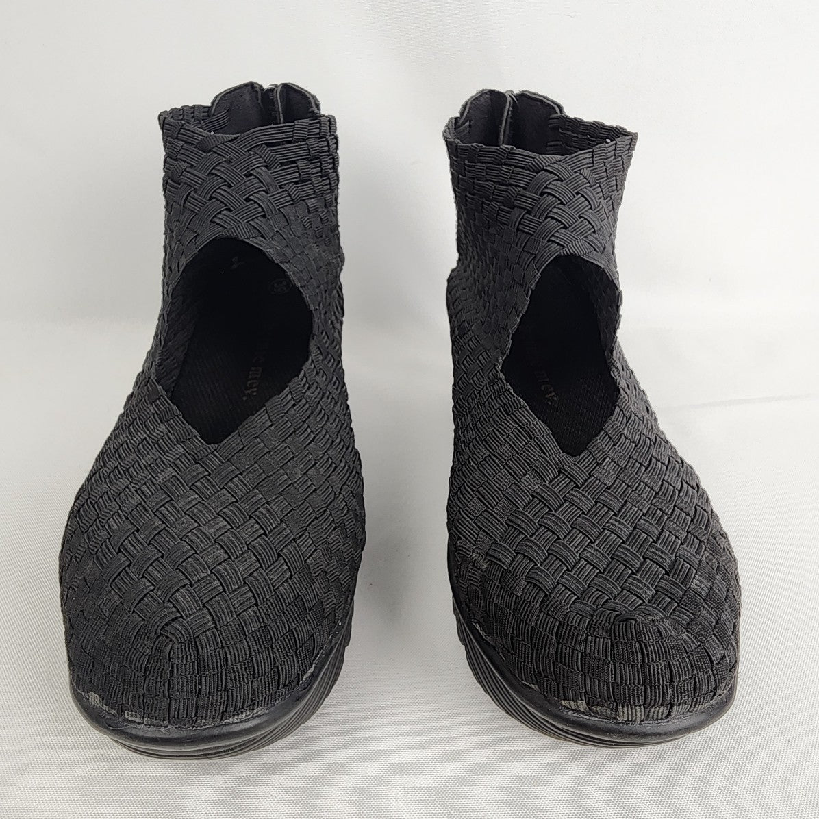 Bernie Mev Black Woven Wedge Shoes Size 8