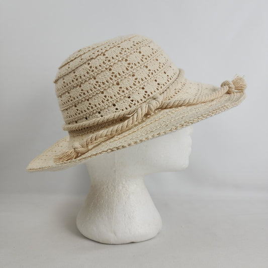 Cream Woven Rope Detail Sun Hat