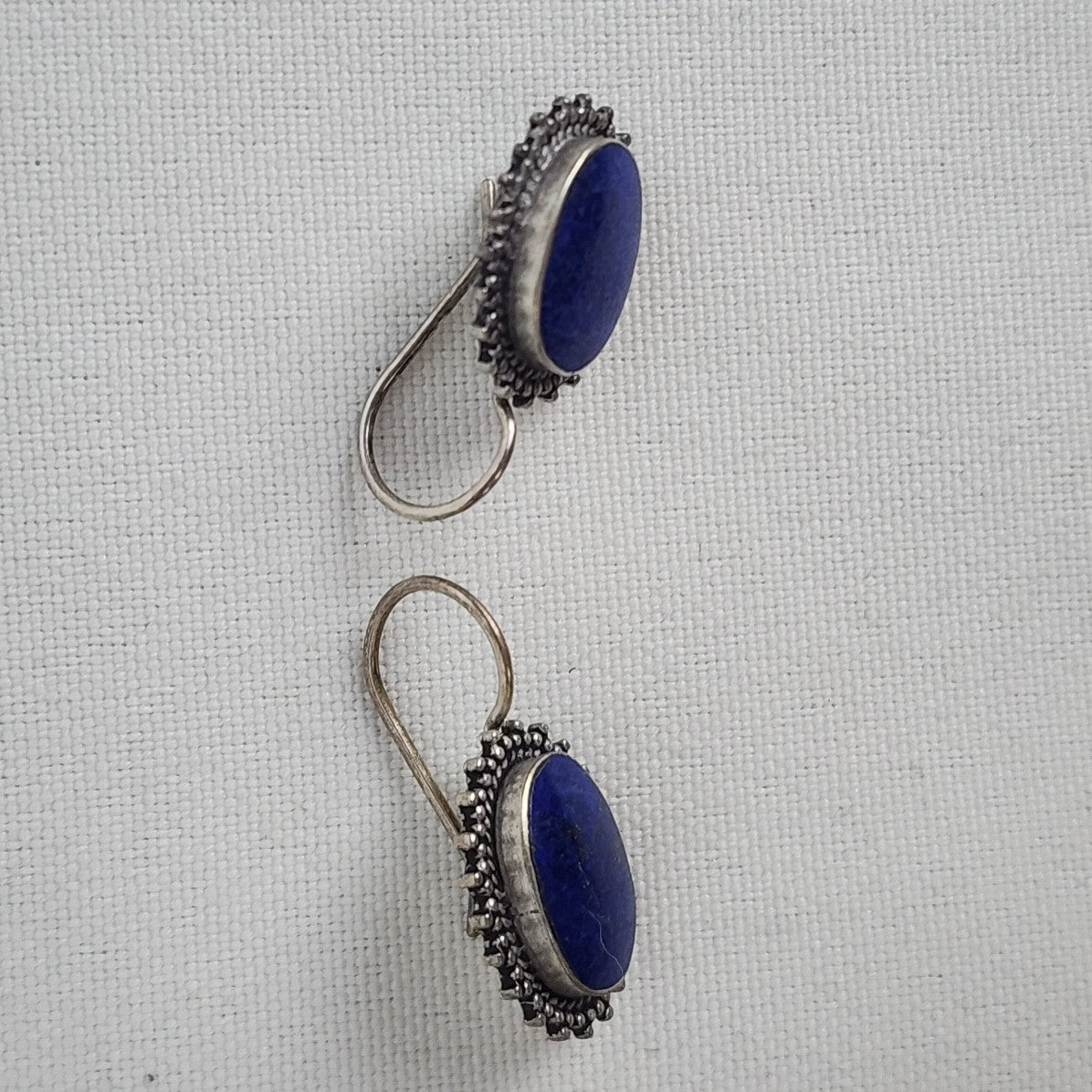 Sterling Silver Blue Natural Stone Drop Earrings