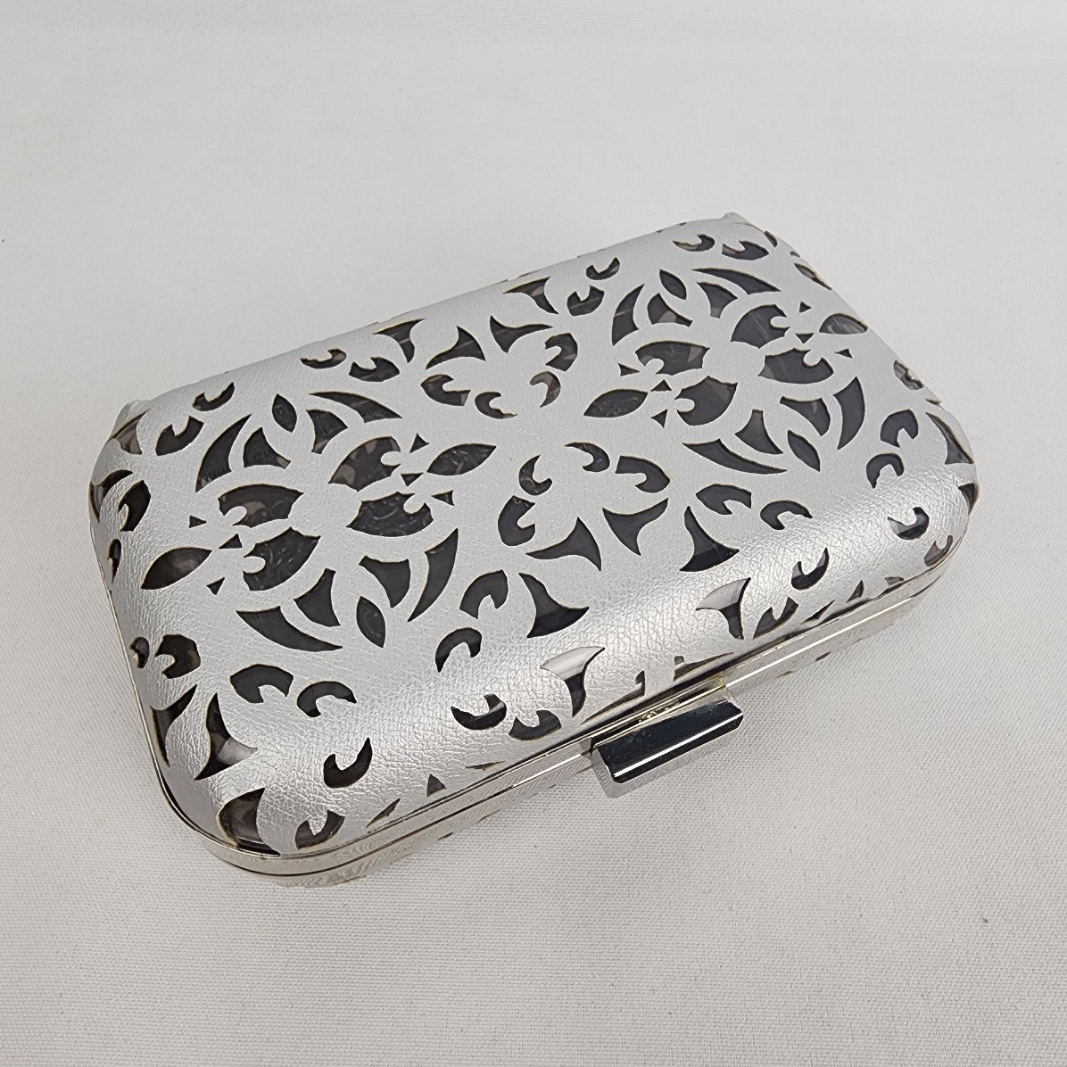 Silver Laser Cut Clutch Purse