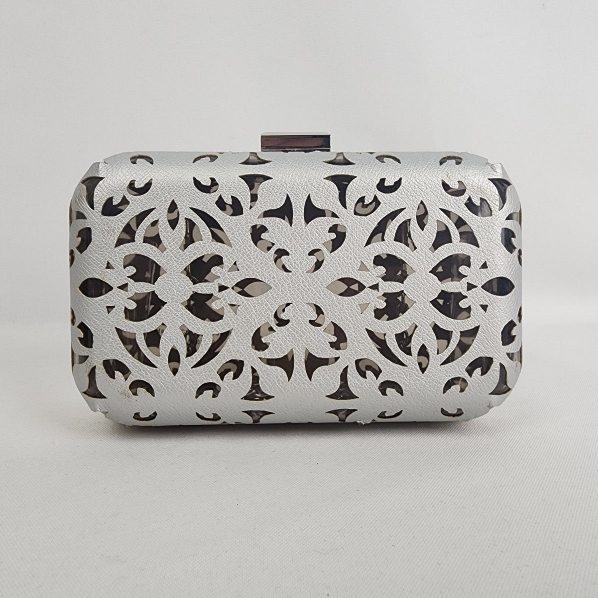 Silver Laser Cut Clutch Purse