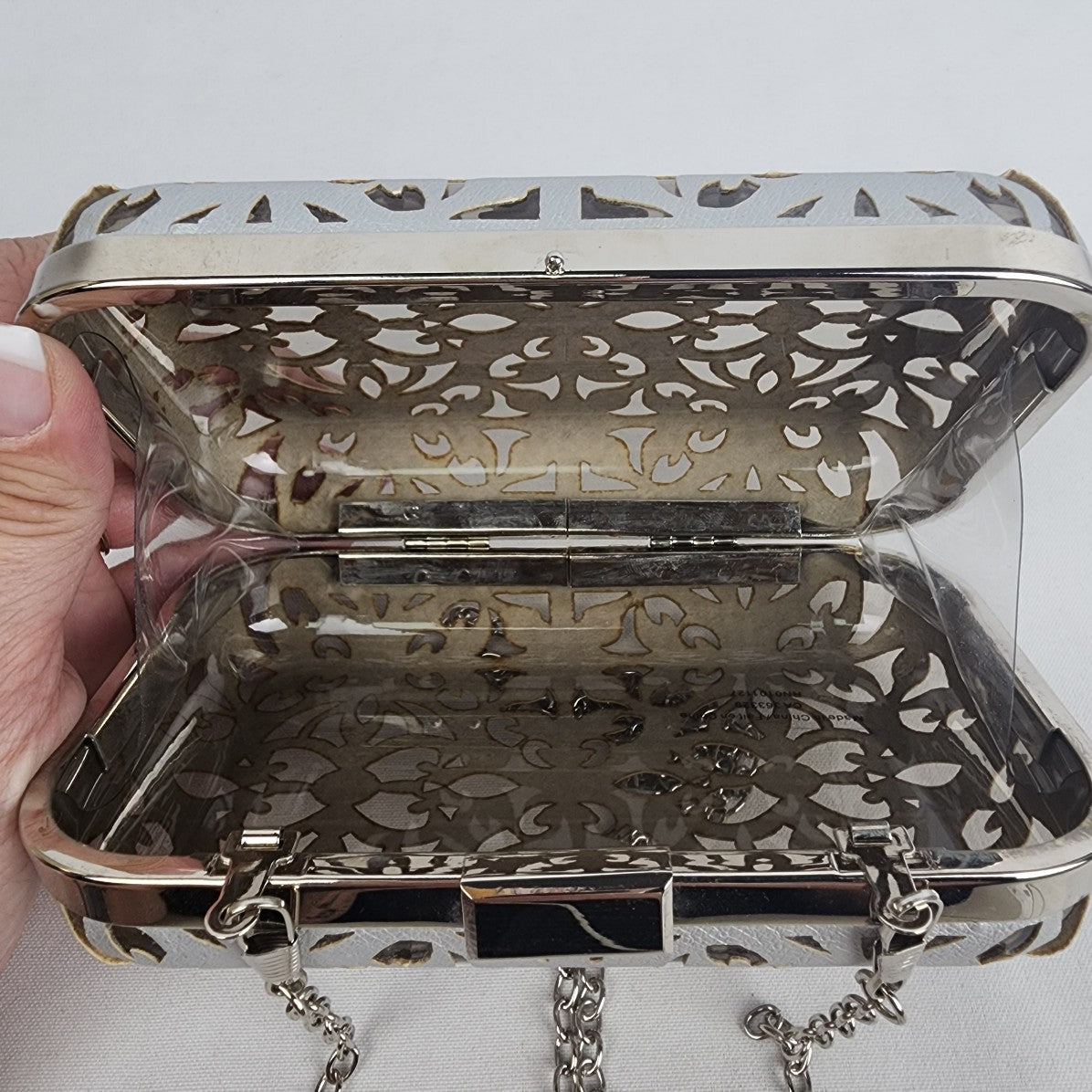 Silver Laser Cut Clutch Purse