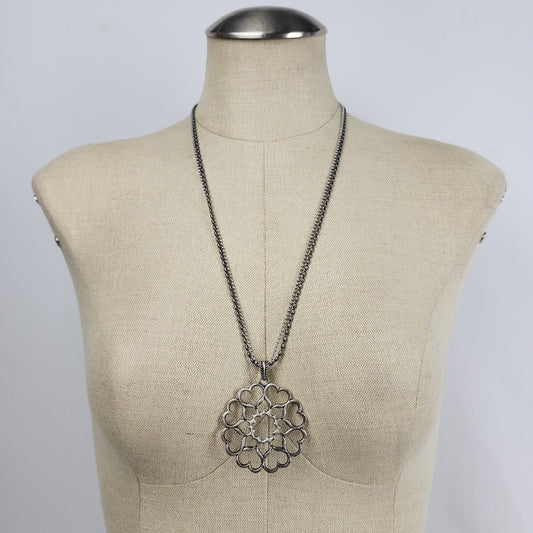 Jessica Simpson Silver Tone Flower Pendant Necklace