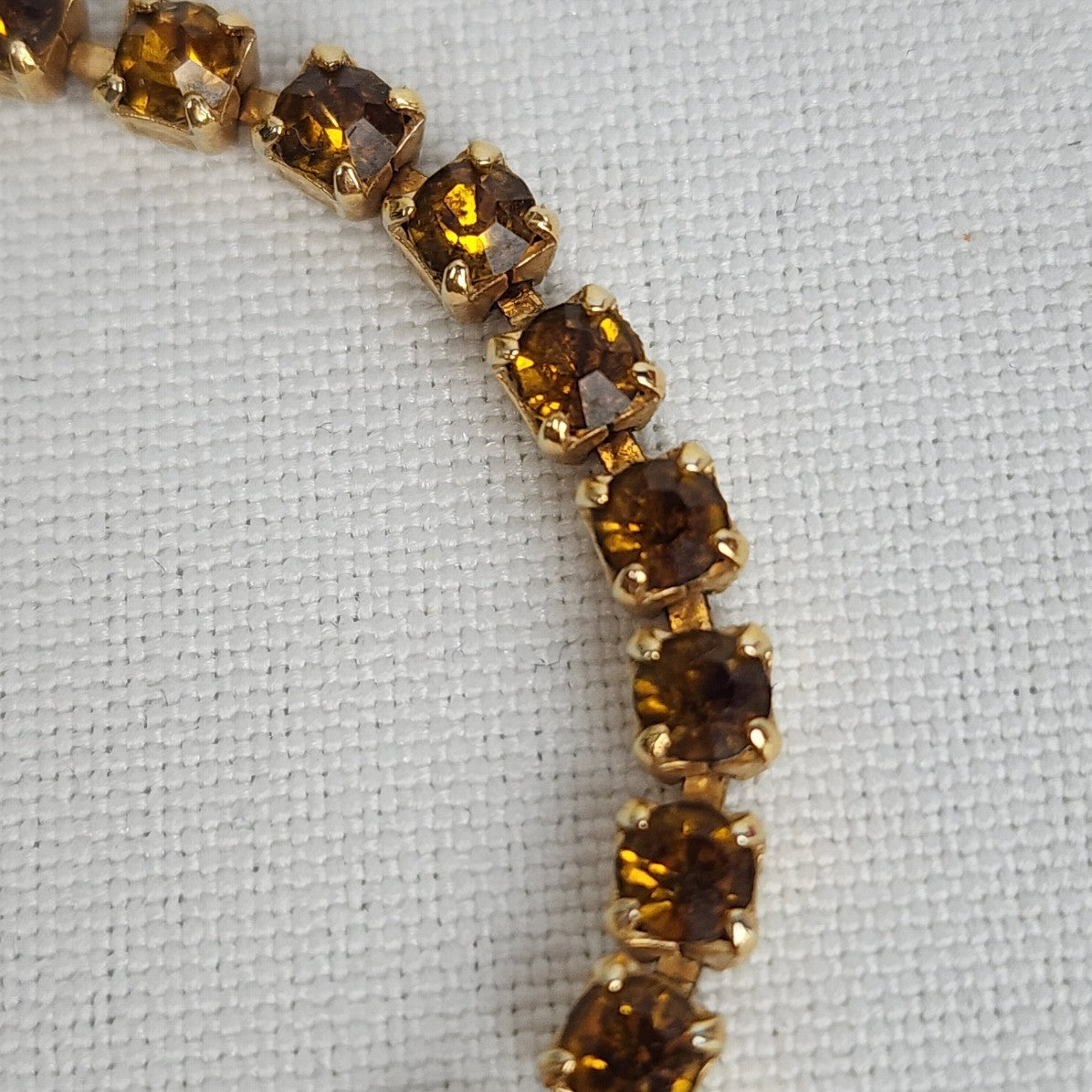 Vintage Gold Tone Brown Crystal Rhinestone Necklace