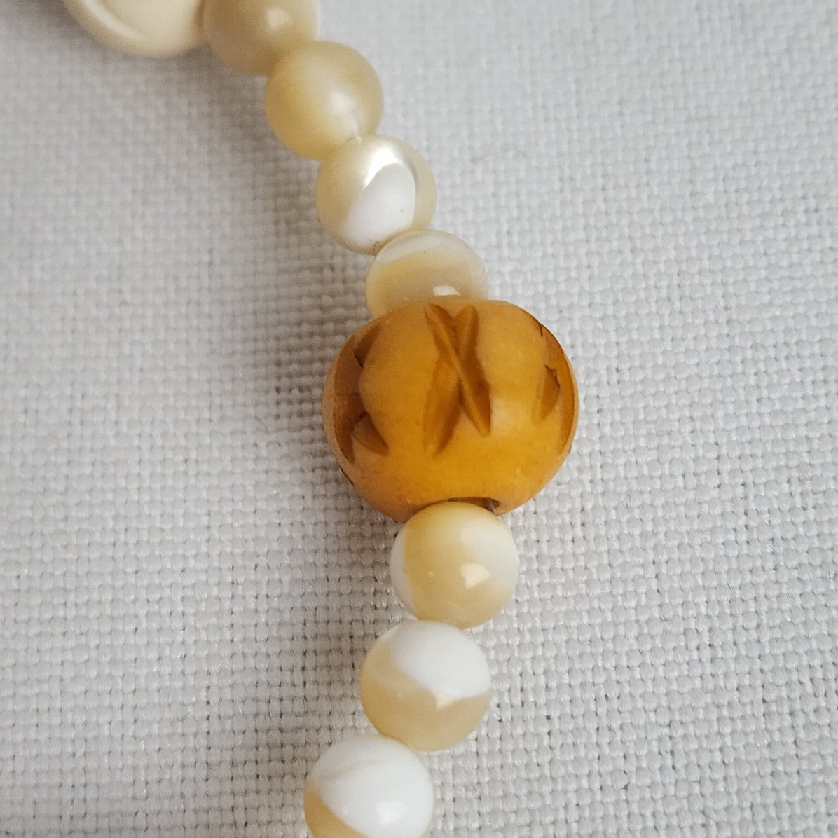 Vintage Brown Carved Beaded Bracelet