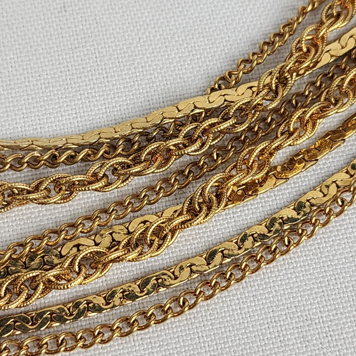 Vintage Gold Tone Multi Chain Layered Necklace