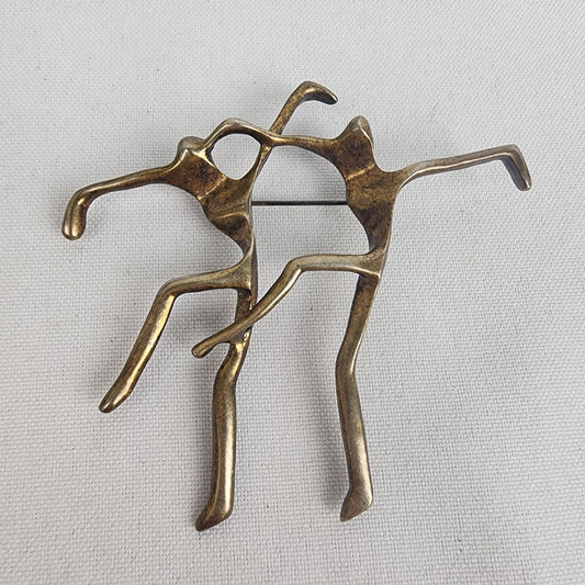 Vintage Gold Tone Modernist Dancers Brooch