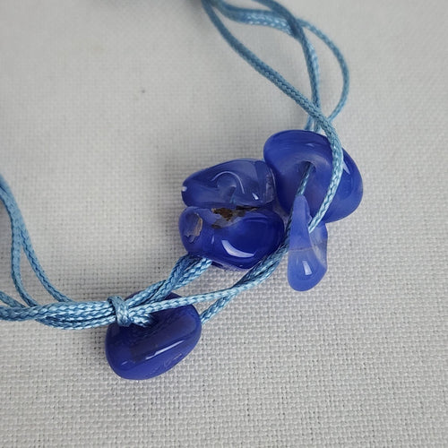 Blue Glass Beaded Pendant Necklace