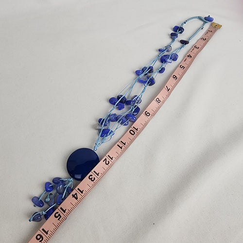Blue Glass Beaded Pendant Necklace