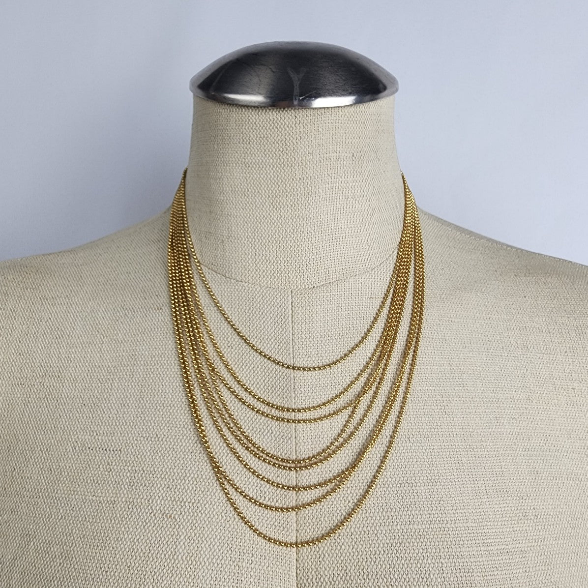 Vintage Avon Gold Tone Ball Chain Layered Necklace