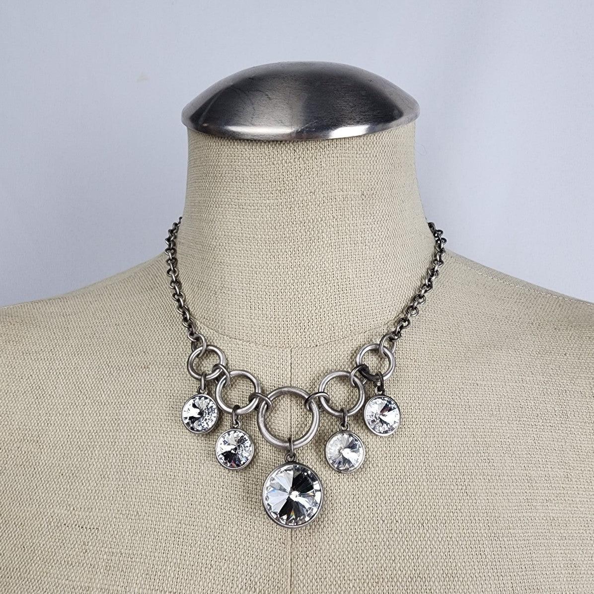 Fifth Avenue Collection Silver Faceted Crystal Chandelier Necklace