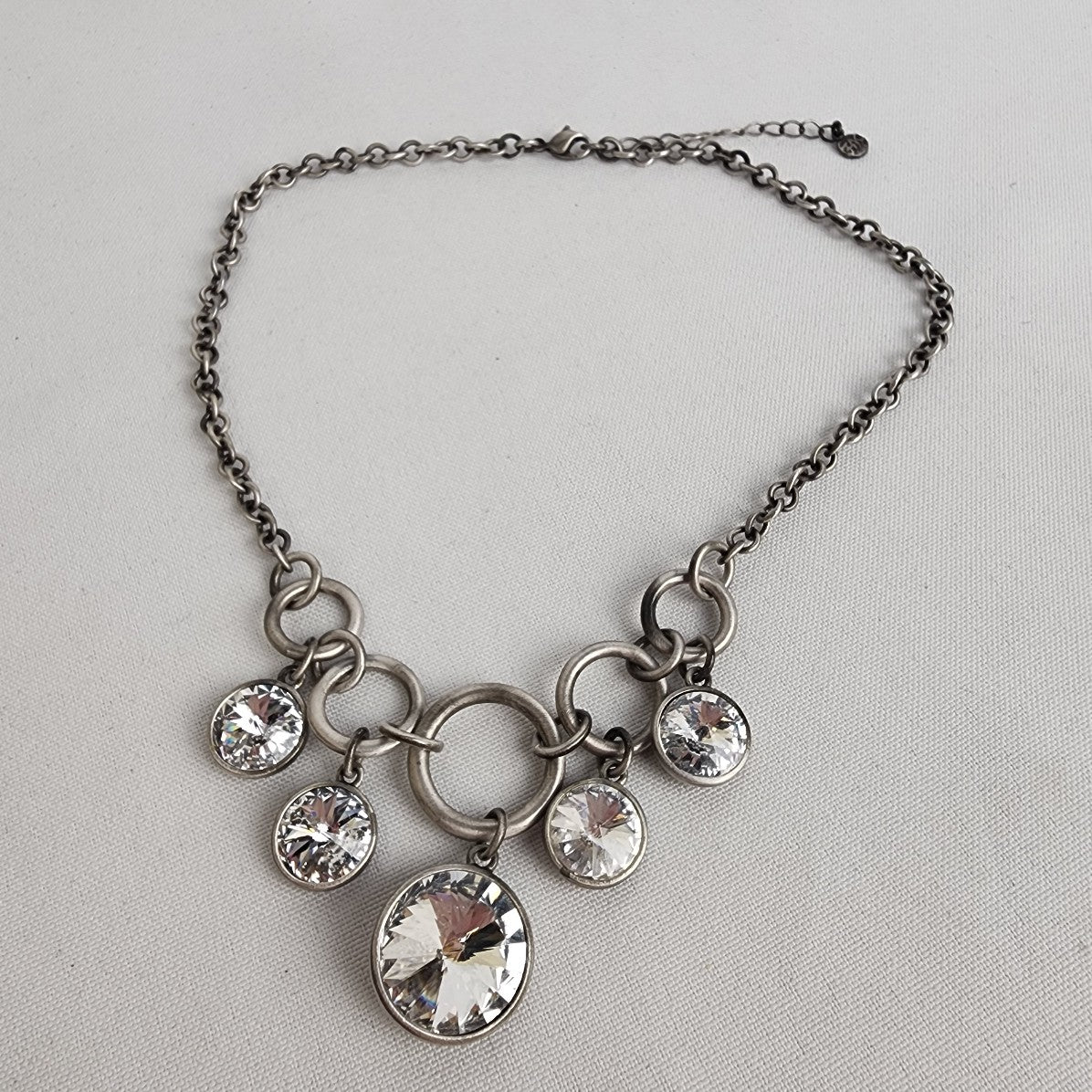 Fifth Avenue Collection Silver Faceted Crystal Chandelier Necklace