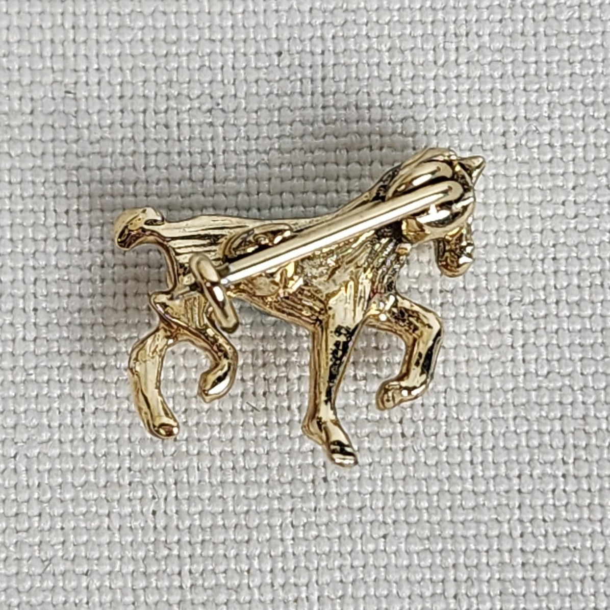 Vintage Gold Tone Blue Micro Mini Horse Brooch