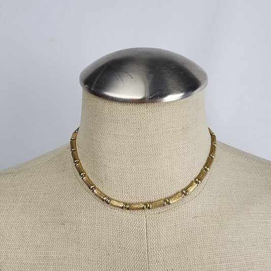 Vintage Gold Tone Bamboo Chain Necklace