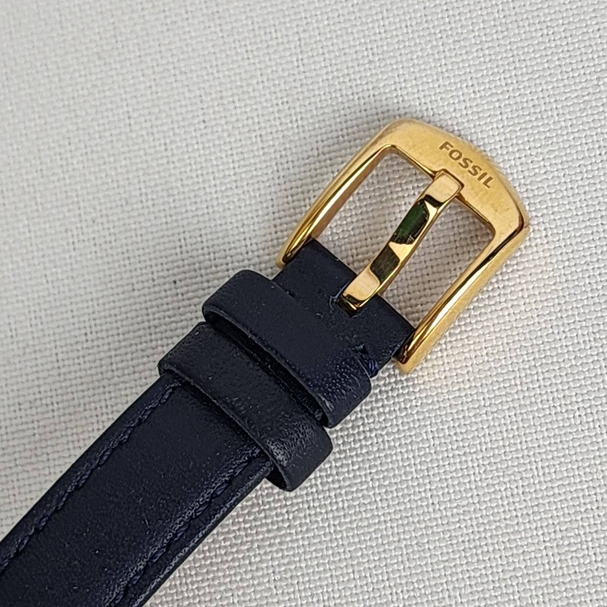 Fossil Navy Blue Leather Band Gold Tone Watch