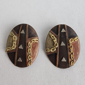 Vintage Brown Gold Chain Earrings