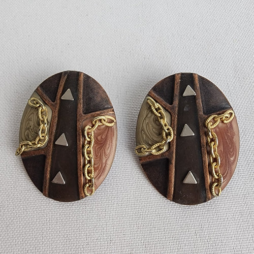 Vintage Brown Gold Chain Earrings