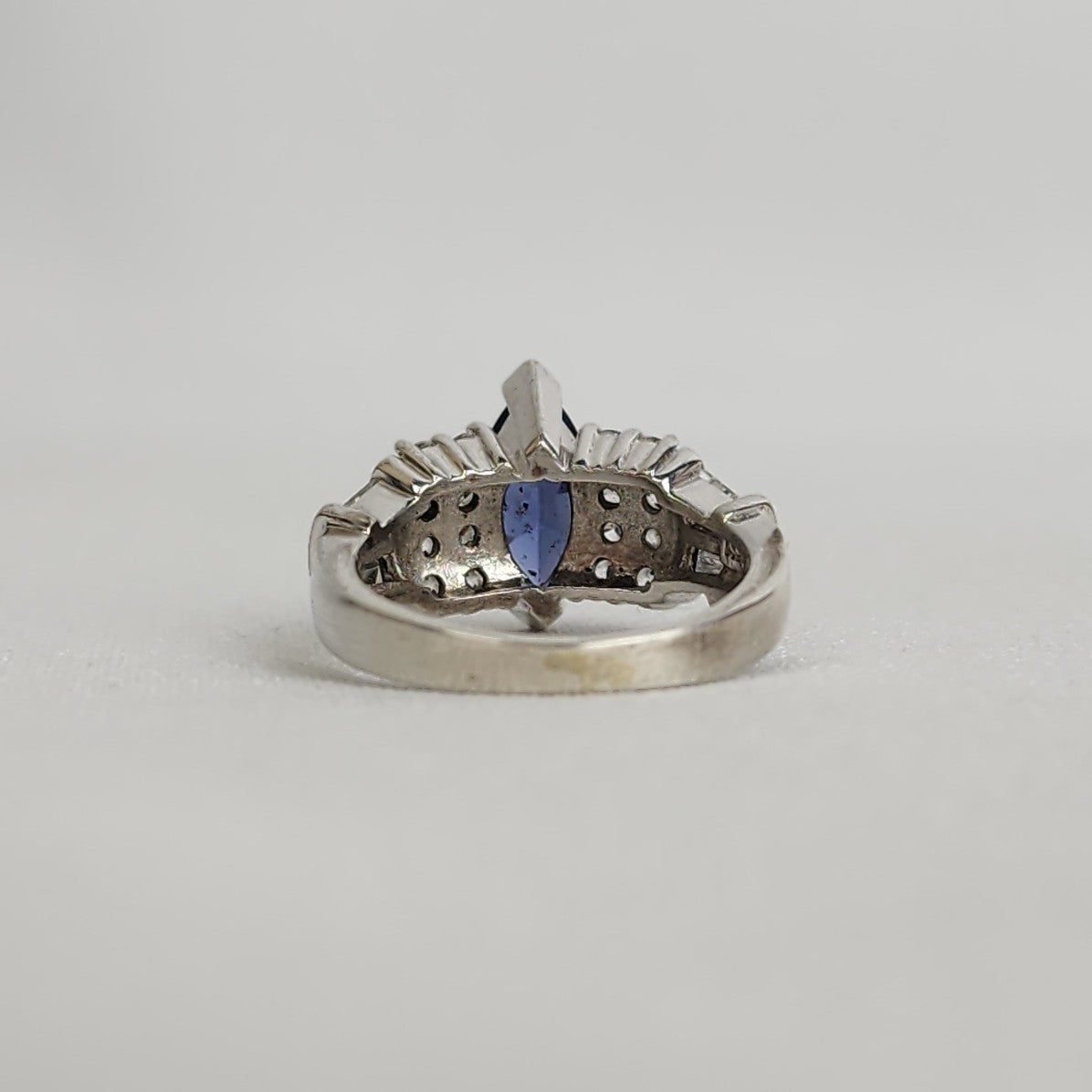 925 Silver Blue Gemstone Ring Size 8