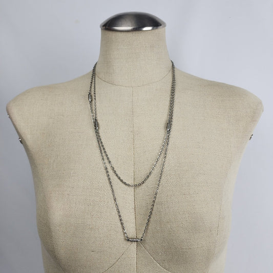 Vintage Silver Tone Long Chain Necklace