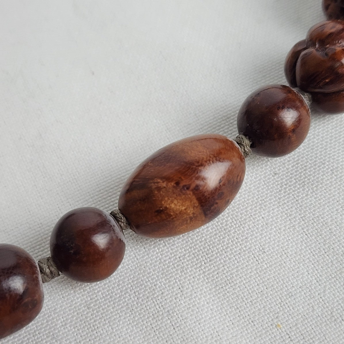 Vintage Carved Wood Beaded Necklace