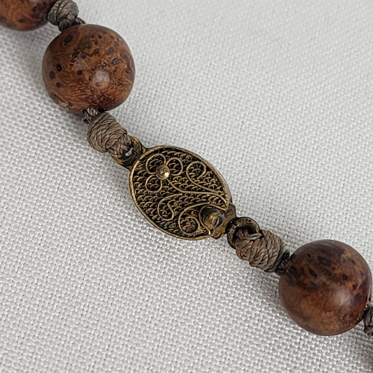 Vintage Carved Wood Beaded Necklace